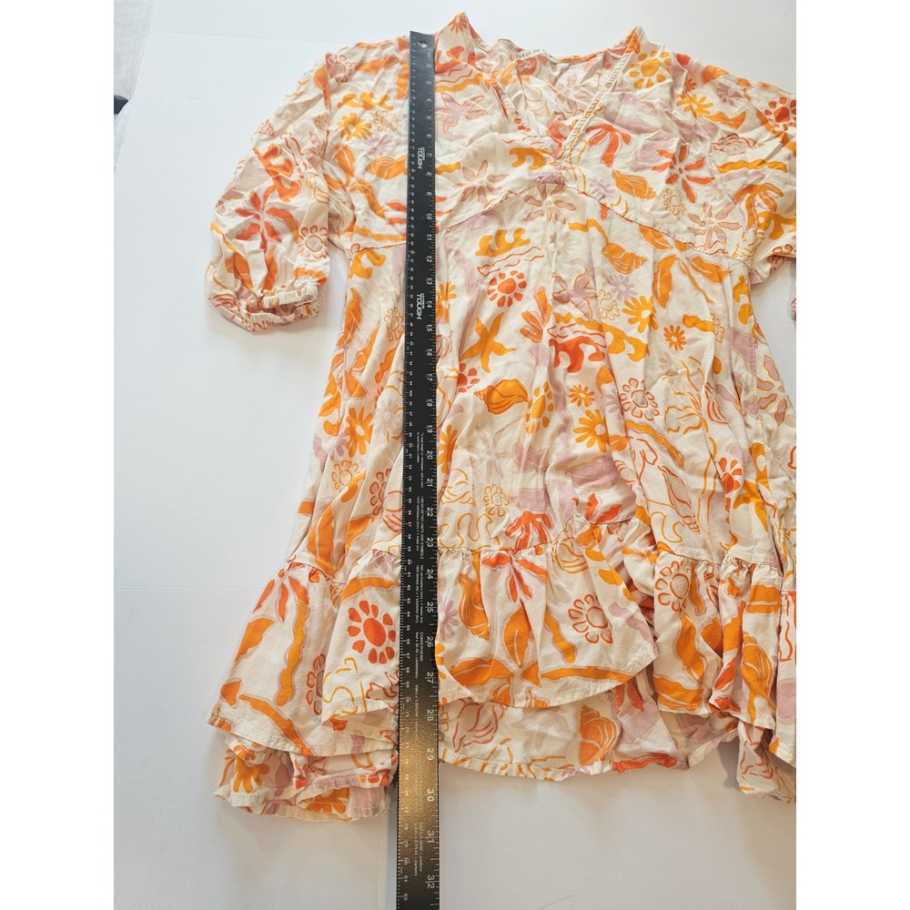 Label of Love Mini Dress Women S Orange Boho Coastal Shell Starfish - Picture 3 of 6